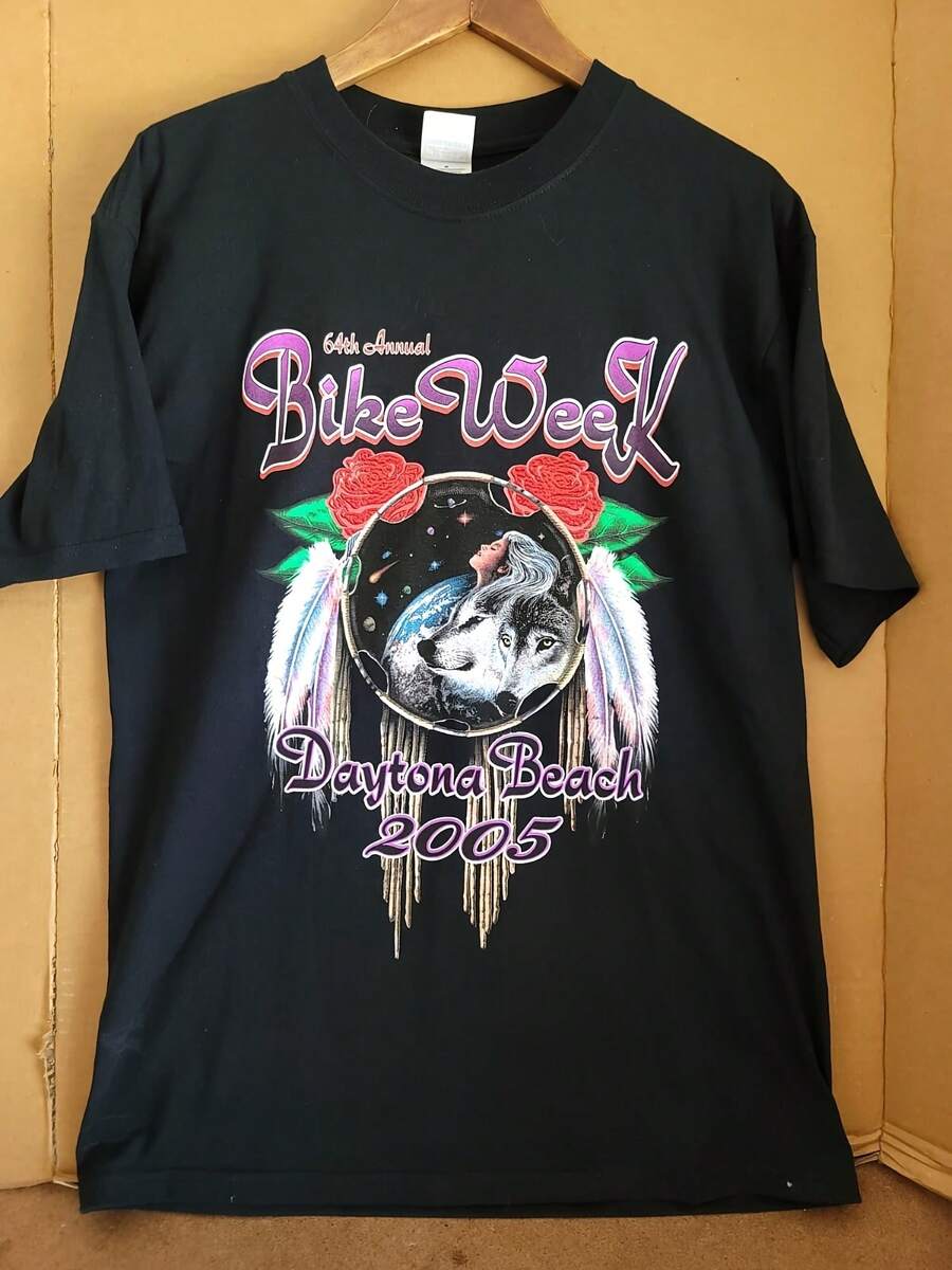 Vintage Beach Bike Week T Shirt 2005 64th Annual Medium Black Wolf - 款式 - 查看 1