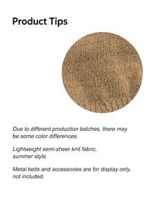 Women's Summer Solid Color Knit Draped Neck Mini Dress, Sexy Deep V Neckline Backless Bohemian Style Graduation Dress, Simple And Fashionable, Accessories Not Included - Khaki - View 9