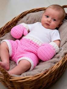 Cute Baby Boxing Gloves Set, Newborn Photography Props, Handmade Knitted Boxing Gloves & Shorts, Studio Photo Accessories - Multicolor - View 7