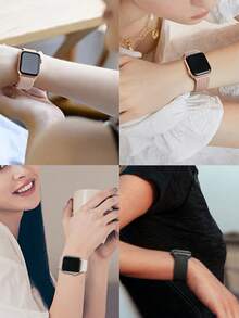 編織彈性單圈 錶帶 49mm 45mm 44mm 46mm 42mm 41mm 40mm 38mm 男女通用，柔軟尼龍彈性編織腕帶，相容 Ultra 11/10/9/8/7/6/5/4/3/2/1 SE 開學季 - 粉砂色 - 查看 11