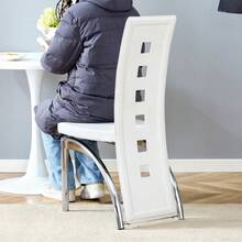 Dining Chairs - White+Silver + Metal + PU Leather + Set Of 2 - View 10