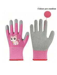 1 Pair Children's Gardening Gloves - Knitted Elastic Lining, Waterproof/Stain-Resistant, Non-Slip With Latex Rubber Coating, Prov, First Day Of School - Multicolor - View 12