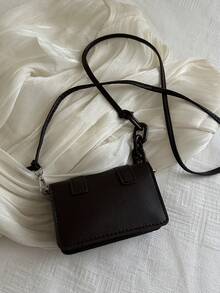 Mini bolso bandolera para lápiz labial con cadena decorativa de acrílico - Marrón - Ver 5