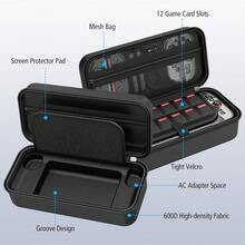 Portable Storage Bag For Switch/Switch OLED - Hard Shell Travel Protective Case, Can Hold Console, Accessories And 12 Game Cartridges, Portable Bag, Storage Bag, Game Card Slot, Shockproof, Game Console Accessories, Hard Shell Case, Game Cartridge Storage Box - View 4