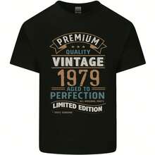Premium Vintage 46th Birthday 1979 Mens Cotton T-Shirt Tee Top - 款式 - 查看 1