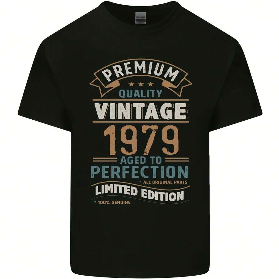 Premium Vintage 46th Birthday 1979 Mens Cotton T-Shirt Tee Top - 款式 - 查看 1