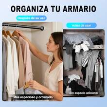 ZFULVO Barras de armario para colgar ropa, Negro43-71cm ajustables sin escalonamientos, de metal resistente de 1, 3 pulgadas de diámetro, para guardarropas, baños, ventanas y lavandería - Multicolor - Ver 4