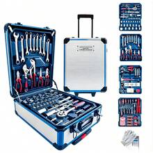 115/46pcs Professional Car Repair Tool Set: Portable Durable And Easy To Use Ratchet Wrench Set - Suitable For Car, Boat, Motorcycle Repair, Home Industrial Maintenance - Includes Carrying Case - Multi-color - View 1