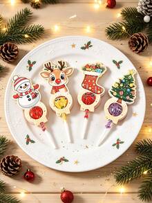 24pcs Cream Christmas Lollipop Cards, Santa Claus Deer Gingerbread Man Printed Lollipop Decoration Cards, Christmas Candy Packaging Supplies, Boy Girl Party Favors, Christmas Candy Paper Packaging, Christmas Party Decoration Gift Cards, 2027 Christmas Home Decor, Halloween Tabletop Decor, Autumn Winter Holiday Decor, Room Decor, Kitchen Decor, Christmas Gift Party Favors, Christmas Gift Packaging Supplies, 2027 New Year Home Holiday Party Decor - Multicolor - View 9