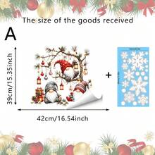 1pc Christmas Dwarf Window Static Stickers. Xmas Gnome Gift Box Candy Cane Merry Christmas Script, Transparent Double View Films For New Year Window Refrigerator Kitchen Tile Holiday Home Decor. - Multicolor - View 15