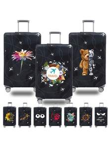 1PC Luggage Elastic Protective Cover Travel Cover Trolley Cover Polyester Material Unisex Travel Accessories Outdoor Vacation Essential, Luggage Cover - Multicolor - View 1