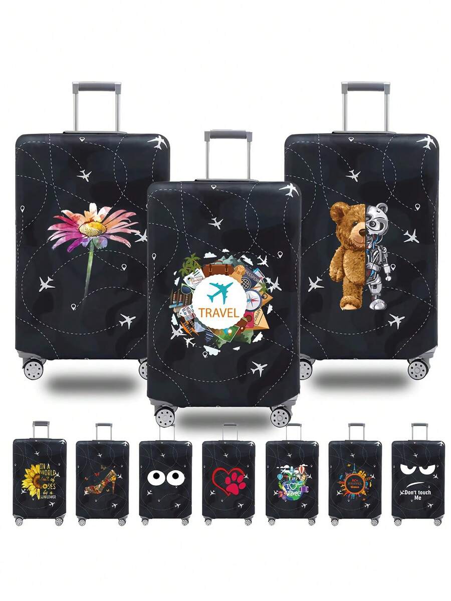 1PC Luggage Elastic Protective Cover Travel Cover Trolley Cover Polyester Material Unisex Travel Accessories Outdoor Vacation Essential, Luggage Cover - Multicolor - View 1