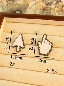 2pcs/Set White Mosaic Arrow Finger Pointing Oil Drip Brooch Set - Multicolor - View 4