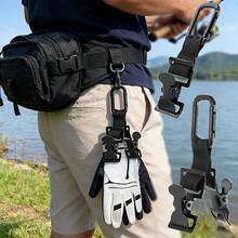 Heavy-Duty Multi-Function Anti-Loss Glove Clip - Made Of Durable Nylon Webbing And Reinforced Metal Clip | Single And Double Clip Options | Serrated Metal Buckle, Firm Grip | Perfect For Outdoor Enthusiasts, Golfers And Warehouse Workers. - Black Single Clip - View 1