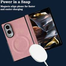 keshengtai PU Leather Magnetic Phone Case With Spring Hinge Protection, Supports Wireless Charging, Hard PC Backplate Protective Phone Cover, Compatible With Samsung Galaxy Z Fold 8, Z Fold 8 Ultra, Z Fold 7, Z Fold 6, Z Fold 5 - Pink - View 4
