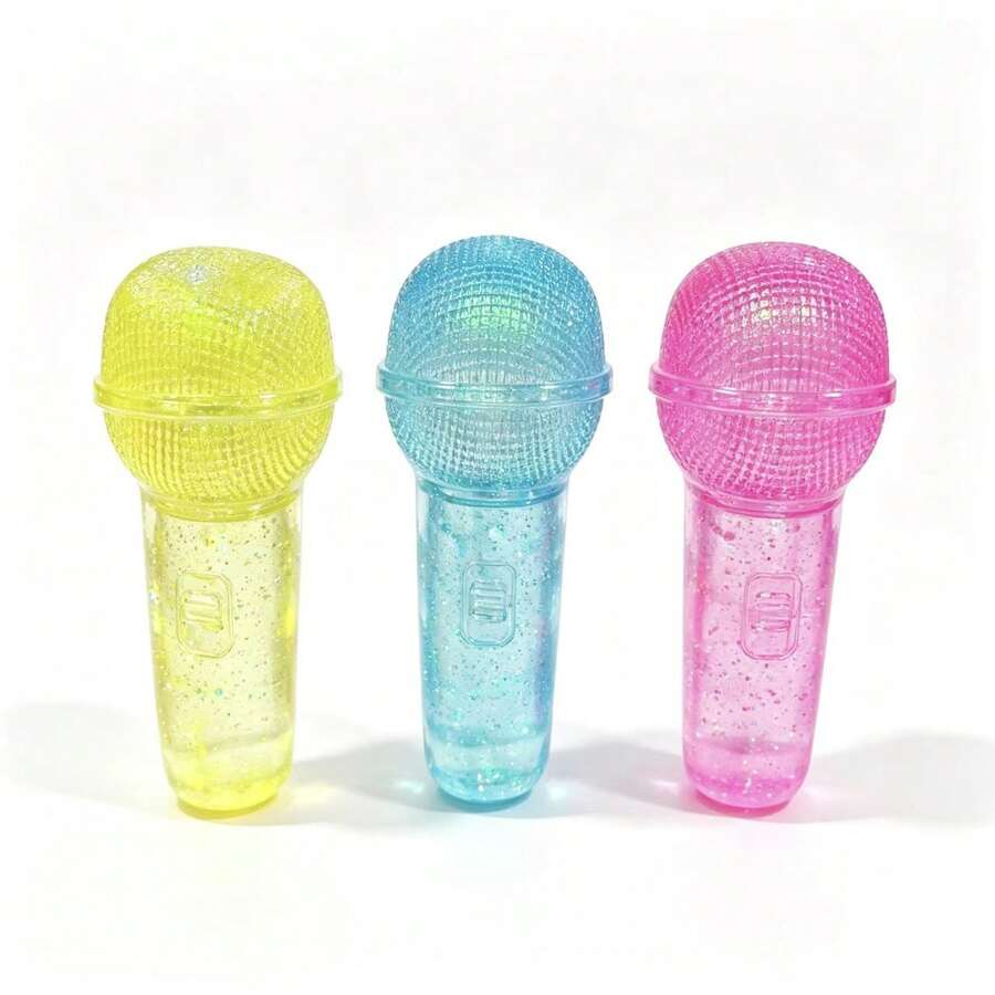 1pc Cartoon Transparent Microphone Toy Squeeze Toy Loudspeaker Maltose Stress Relief Toy, Random Color And Packaging - Multicolor - View 1