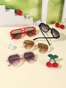 1set 4PCS Kids 9-14Y Mixed Heart & Aviator‑Style Frames Glitter Decor Skin‑Friendly PC Playful Fashion Glasses For Holiday Party Occasions - Multicolor - View 9