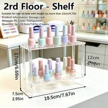 1 buah Organizer Kutek Akrilik Bening, Rak Display Kapasitas Besar untuk Minyak Esensial dan Gel Kuku, Rak Penyimpanan Bertingkat Kokoh untuk Salon, Toko Kecantikan dan Meja Rias, Tempat Penyimpanan Hemat Ruang untuk Peralatan Manikur, Mudah Dirakit, Desain Modern - transparan - View 6