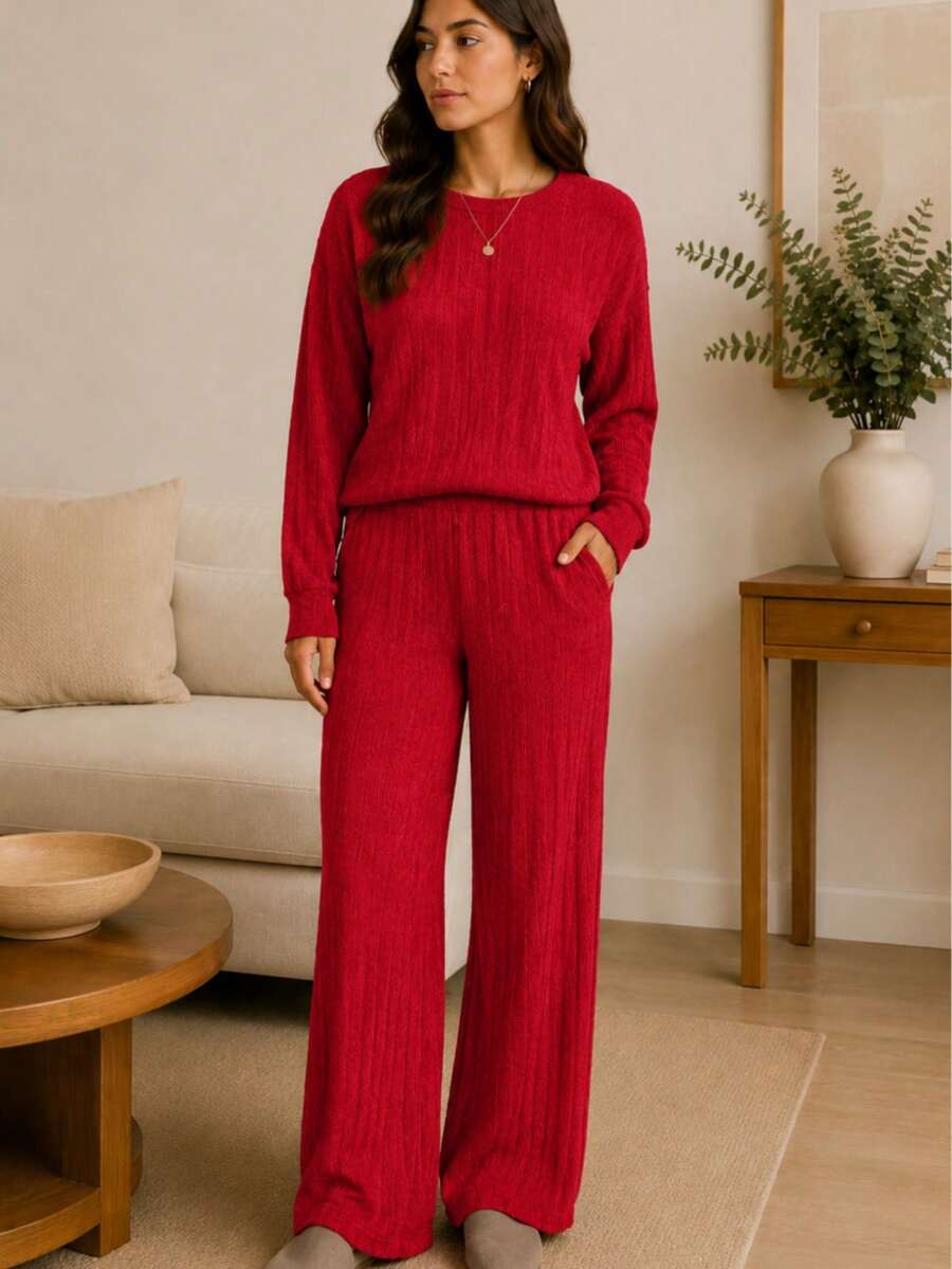 Women Two-Piece Outfits - Red - View 1