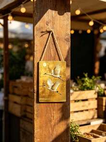 Golden Crane Metal Tin Sign, Vintage Wall Hanging Plaque With Rope, Suitable For Home, Garden, Yard Wall Decor - Red-crowned Crane - View 5