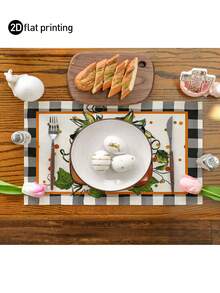 4pcs,6pcs,Autumn Harvest Pumpkin Thanksgiving Table Placemats,Rectangular Tablecloth,Washable,Suitable For Family Dinner,Coffee Table,Durable Kitchen And Dining Room Decor,Table Decoration Party And Scene Decoration,Home Decor - Multicolor - View 2