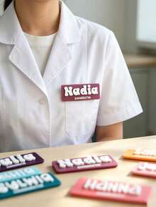 Personalized Pin Badge, Customized Name Tag, Customizable Text/Name, Suitable For Students, Nurses, Teachers And Professionals, Ideal For Back To School, Hospital And Office Settings, Can Be Worn On Uniforms - Multicolor - View 5