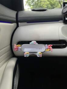 1件清新田園風可伸縮風車手機支架，隱形導航可伸縮出風口創意汽車手機架，創意奶油膠樹脂配件汽車重力出風口手機支撐架，汽車改裝夾式通用手機支架，多功能360°旋轉穩定手機導航支架 - A - 查看 6