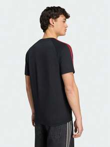 Adidas Men's MUFC OG TEE Short Sleeve Knit Collarless T-Shirt TKY9471 - Black - View 4