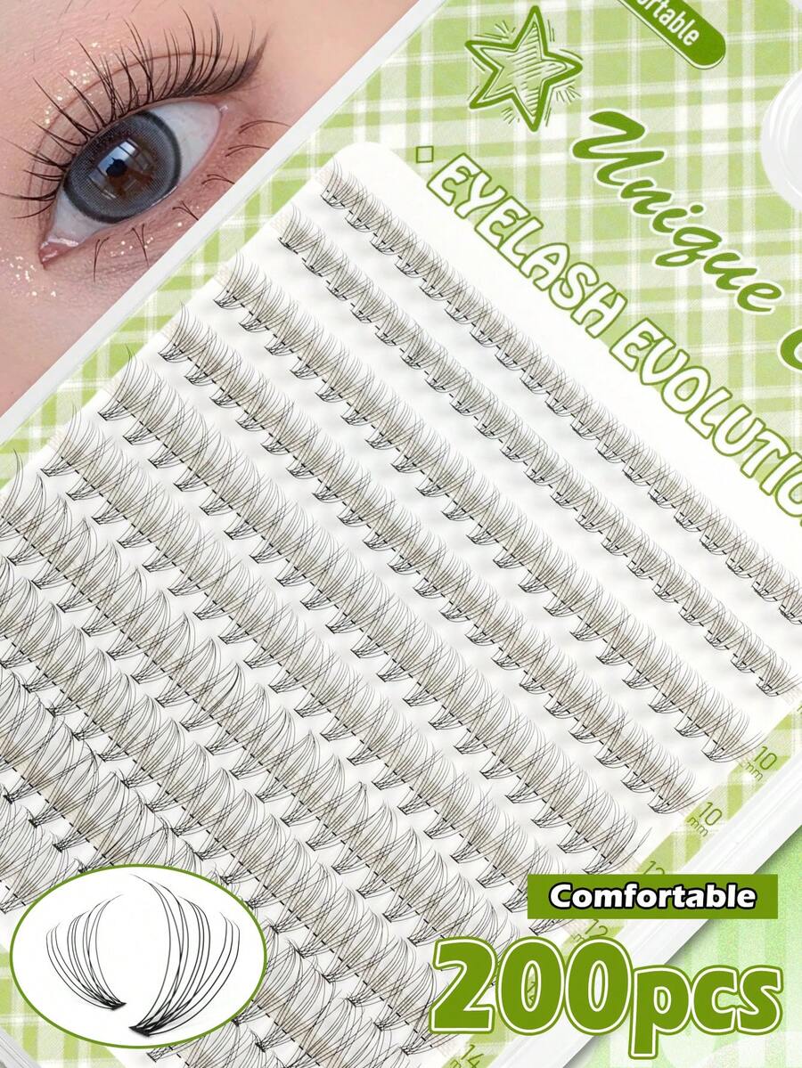 EYELASH EVOLUTION 200pcs D Curl Faux Mink Eyelashes, Nautral & Wispy, Lightweight & Soft, Large Capacity Single Lash, Cat Eyes, Beginner-Friendly, Create 3D Dimensional Eye Makeup, Portable For Daily Looks, Everyday Wear And Party, Lashes, Lash Clusters, Eyelashes - D - View 1