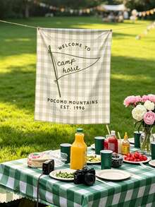 Personalized Camping Bachelorette Party Banner, Customized Party Welcome Backdrop, Suitable For Room Decor, Home Decor, Seasonal Multi-Purpose Romantic Theme Party Decoration Sign, Creative Bridal Shower Welcome Board, Suitable For Room Decor, Home Decor - Multicolor - View 3
