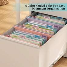 Organizador de archivos colgante expandible de paja de trigo, 7 bolsillos tipo acordeón, caja de almacenamiento de archivos expandible de 1.2 pulgadas, etiquetas multicolor, se ajusta al tamaño de carta de EE. UU. - 1 paquete (Rosa/Púrpura/Azul) - Multicolor - Ver 3