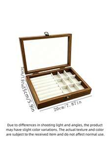 Caja de joyas con tapa transparente, caja de almacenamiento de pendientes 2 en 1, organizador de joyas de madera de nogal, forro de terciopelo, adecuada para exhibición en el hogar - Multicolor - Ver 20