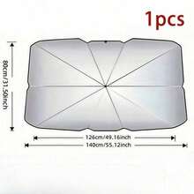 Premium Silver Car Sunshade. Front Windshield Sunshade, Blocks Heat And UV Rays, Retractable Design For Easy Storage. Suitable For All Car Models. Ideal For Summer And Hot Weather. Perfect Gift For Car Owners - A - View 14