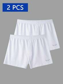 2pcs/Pack Men's White Cotton Leg Print Lounge Pants, Casual Daily Underwear - White - View 11