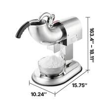Ice Crusher Machine, 440lbs Per Hour Electric 4 Blades Snow Cone Maker, All Stainless Steel Shaved Ice Machine With Bowl And Cover, 350W 1400RPM Ice-Shaver For Home And Commercial Use, Silver - 350W 1400RPM - View 10