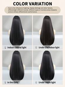 NAMM 28Inch Extra Long Straight Black Wigs For Women Elegant Nature Looking Wigs With Full Bangs,High Density Fluffy Synthetic Heat Resistant Fiber Hair,For Beginners Glueless Daliy Party Use,Suitable For All Women - 黑色 - 查看 7