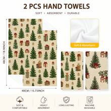 2pcs Off-White Christmas Tree Gift Pattern Kitchen Towels, Vintage Christmas Tree Red Bow Gift Box Full Print Decorative Tea Towels, Suitable For Christmas, Christmas Party, Winter Kitchen, Holiday Home Decor, 4/6/8pcs Combination Pack - Multicolor - View 6
