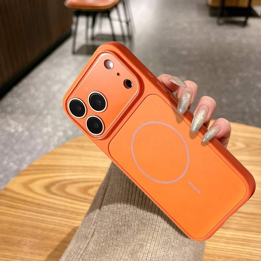 磁吸彩色磨砂手機殼,適用於 iPhone 14 14 Pro Max 15 15 Pro Max 16 16 Pro 16 Pro Max 17 17 Pro Max 18 18 Pro Max - 橘色 - 查看 1