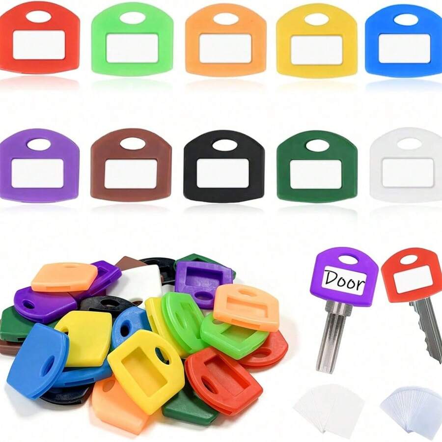 10/1pc Silicone Key Caps, Colorful Key Identification Caps, Writable Key Label Caps, Flexible Key Labels, Suitable For Home, Office, Car Key Storage, With Label Key Ring - Color Coded, Key Head Protective Covers, Identification Label System, Silicone Key Caps For Key Identification (Pendant Not Included) - Multicolor - View 1