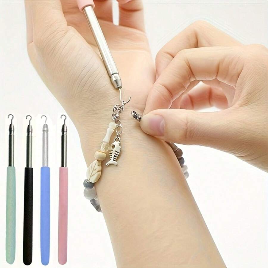 1pc Fashionable Stainless Steel Quick-Wear Jewelry Bracelet & Necklace Hook Tool, Wrist Fixing Accessory, Easy To Put On And Take Off Jewelry Effort-Saving Tool Helper Stick - Multicolor - View 1