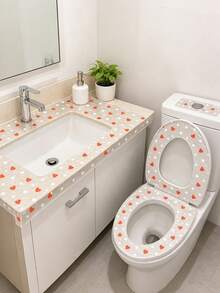 Waterproof PE Material Sanitary Protective Film (With Easy-Tear Perforation), Heart & Star Pattern, Portable & Hygienic, Suitable For Toilet Seat, Bathroom Countertop, Flush Button, Door Handle, Remote Control - Multicolor - View 5