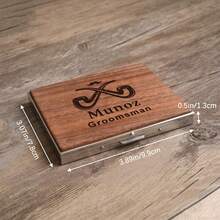 1 Personalized Walnut Cigarette Case, Stainless Steel And Wooden Cigarette Case, Custom Gift, Groomsman Gift, Christmas Gift, Gift For Father - Multicolor - View 2
