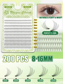 EYELASH EVOLUTION 200pcs D Curl Faux Mink Eyelashes, Nautral & Wispy, Lightweight & Soft, Large Capacity Single Lash, Cat Eyes, Beginner-Friendly, Create 3D Dimensional Eye Makeup, Portable For Daily Looks, Everyday Wear And Party, Lashes, Lash Clusters, Eyelashes - D - View 3
