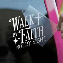 Walk By Faith Not By Sight Car Decal Christian Cross Religious Jesus Bible Verse Pray Humor Car Window Accessories Affirmations Vinyl Waterproof 6 Inches Bumper Sticker Gift For Mom Dad - Walking - View 2