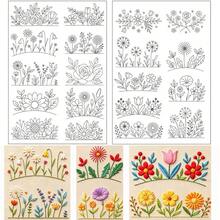Water-Soluble Embroidery Stabilizer Patch Paper, Multiple Curved Spring Floral Borders, Mixed Roses, Sunflowers, Daisies And Green Leaves Washable Transfer Patterns, Suitable For Adult Embroidery Enthusiasts - A090 - View 11