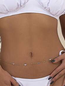 1pc Fashionable Round Bead Single Layer Women's Waist Chain, Metal Chain Body Chain Belly Chain Waist Accessory, Summer Beach Vacation Body Accessory (Material Is Iron, Please Do Not Touch Water To Avoid Rust) - Multicolor - View 15