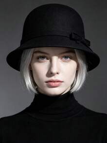 European And American Hat, Women, Autumn/Winter French Chic Lady Hat, New Bucket Hat (Decorated With Bow, Handmade Customization, Normal Minor Flaws) - Multicolor - View 6