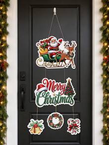 1 Set Christmas Paper Door Hanging Decor, Santa Claus Chimney Blank Wreath Snowman Gingerbread Man Hanging Ornament, Christmas Decoration, Christmas Party Supplies, Christmas Wall Hanging Decor, Holiday Front Door Sign, Home Decor, Winter Decor, Christmas Decoration, Christmas Decoration - Multicolor - View 6