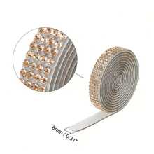 4-Row Self-Adhesive Crystal Rhinestone Ribbon Strip, DIY Shiny Sticker Roll For Handicrafts, Phone, Car Decoration, Jewelry Making Supplies - A - View 10