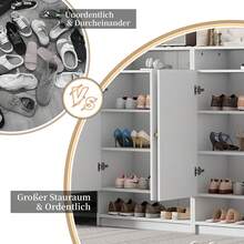 Flieks Modern Shoe Cabinet, With Adjustable Shelves, Gold Handles, 2-Door Shoe Dresser, White, B73/D34/H109 - White 1Pc - View 4